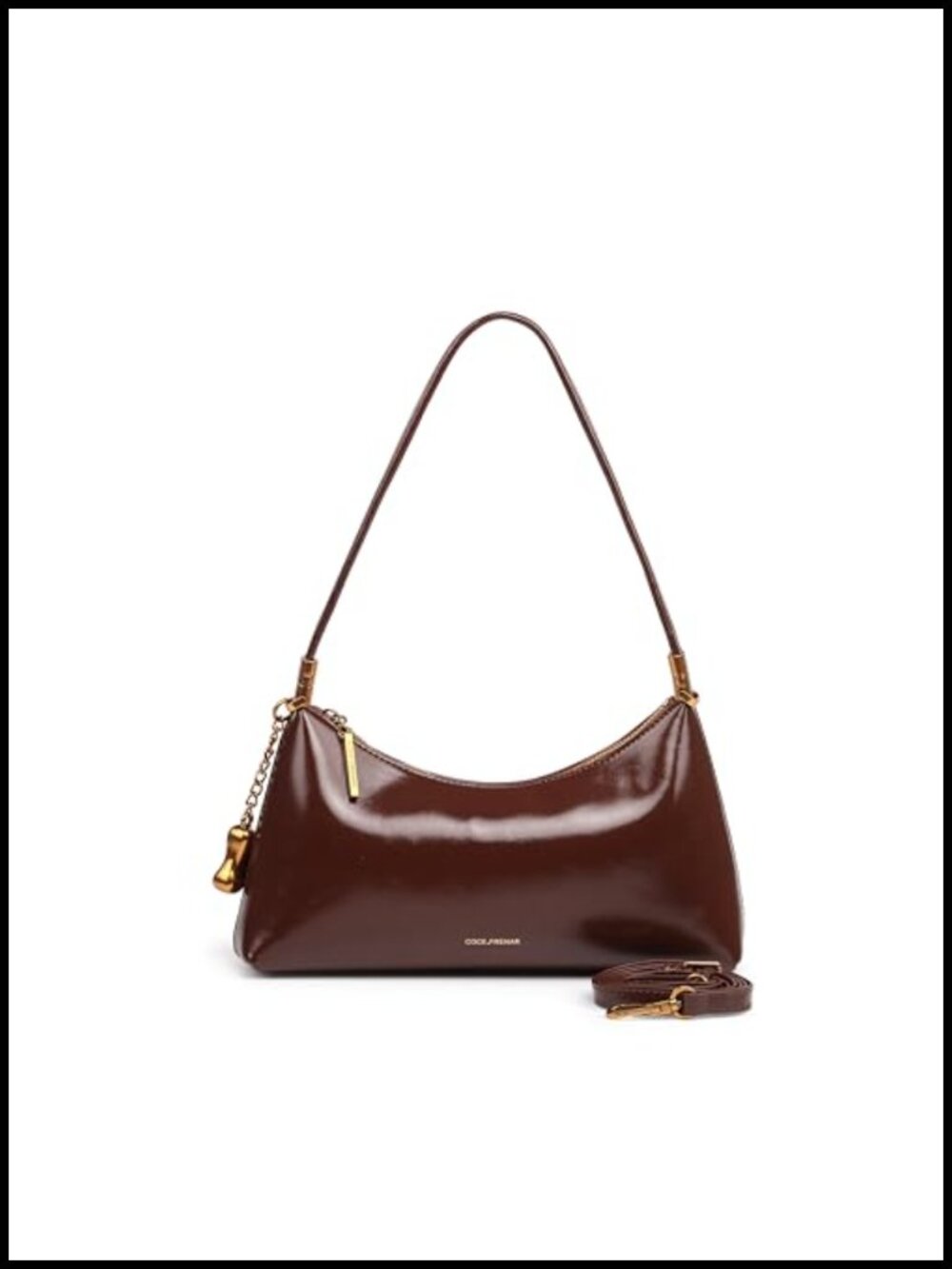 Faux Leather Crescent Shoulder Bag Crossbody Handbag with Adjustable Strap
